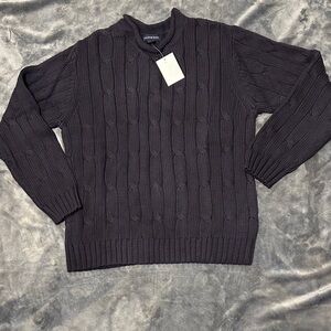 Lands' End Men's Dark Gray Cable Knit Sweater